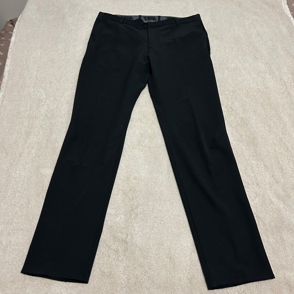 Nike Golf Pants Mens 36 34 Black Dri-FIT Flat Front Performance Trousers